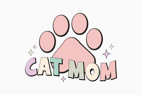 Cat Mom Retro SVG Graphics for Crafts & Branding