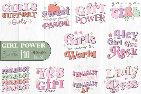 Retro Girl Power Quote SVG Bundle