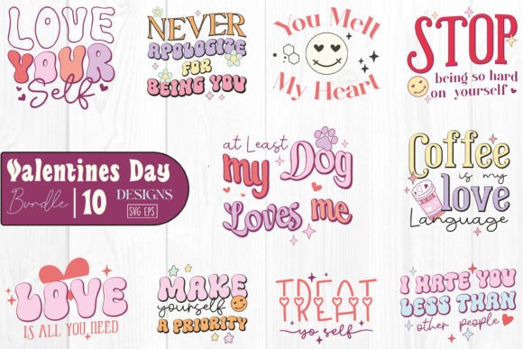 Retro Valentine’s Day Quote SVG Bundle: Graphics for Crafts